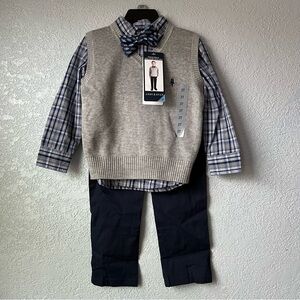 Andy & Evan 3T Four-Piece Sweater Vest Dressy Outfit Set Shirt Pants Bow Tie